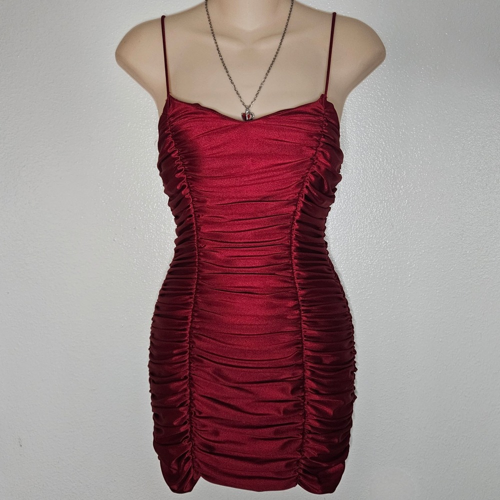 Y2k Red Ruched Mini Dress Party
